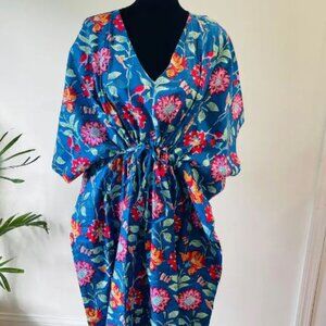 BRAND NEW Women Indian Handmade Cotton Kaftan Dress Hand Block Print Drees